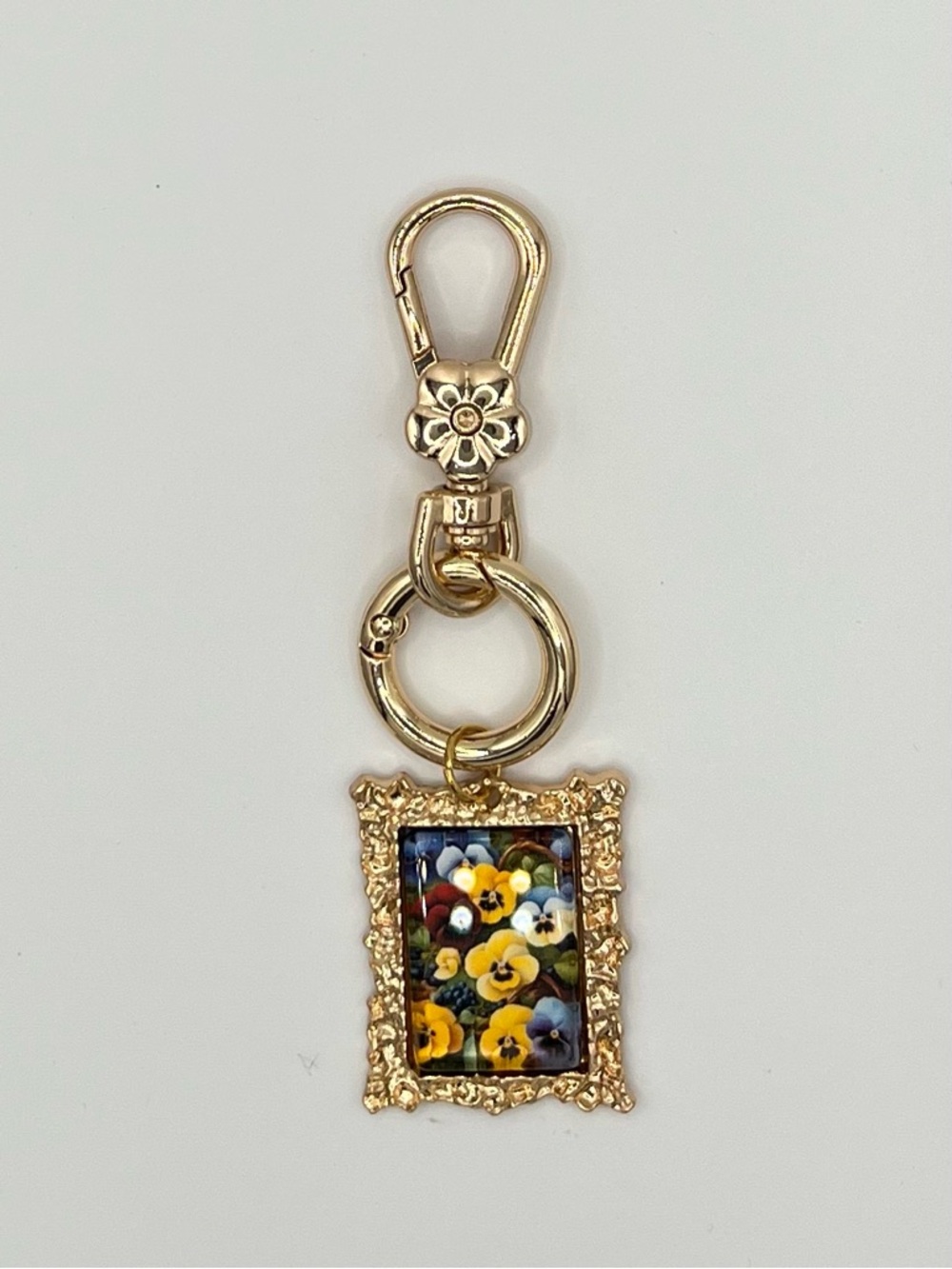 Artist-Inspired Pansy Floral Keychain or Bag Charm